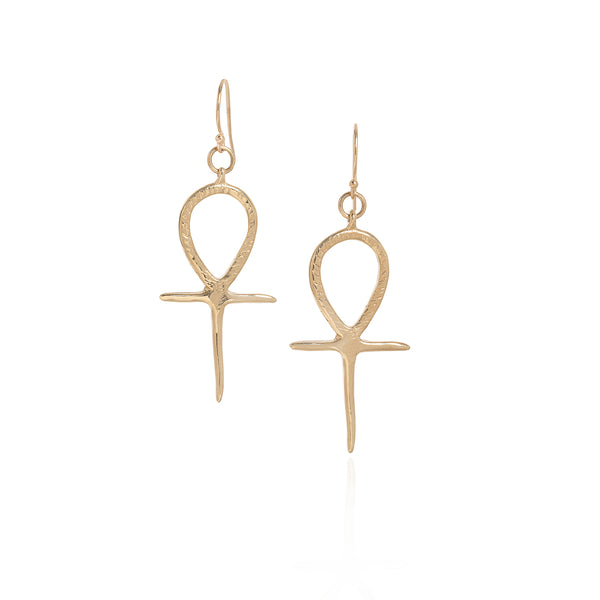 Gold Ankh Earrings