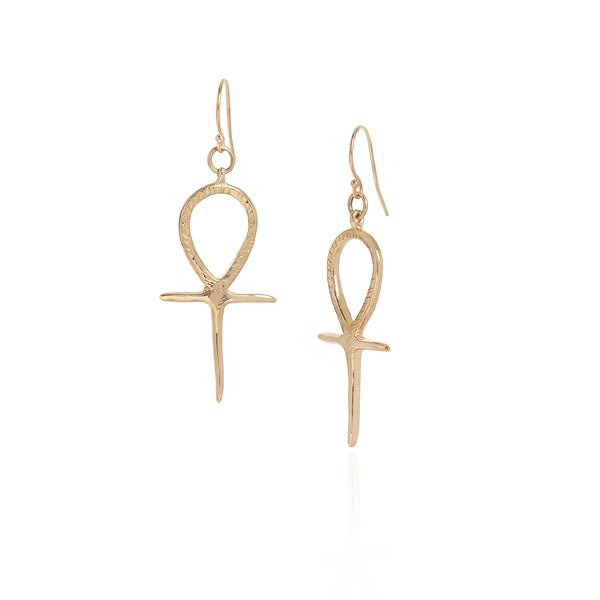 Gold Ankh Earrings