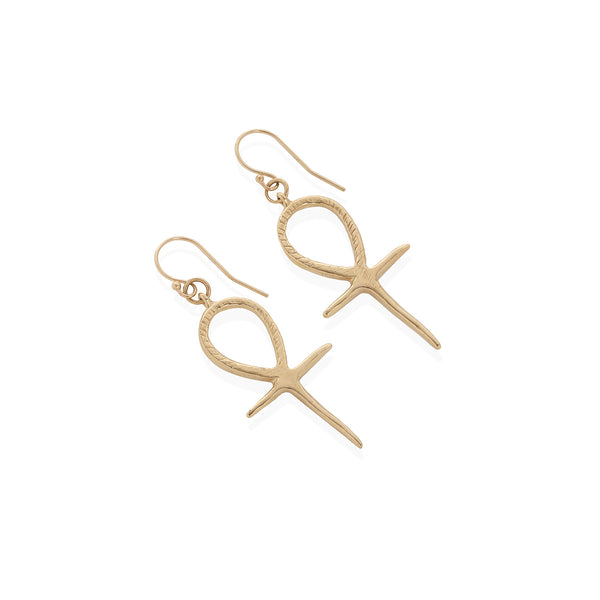 Gold Ankh Earrings