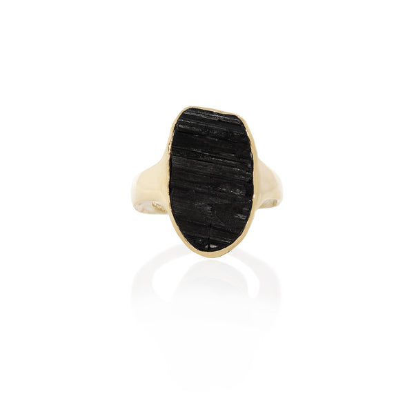 Black Tourmaline Amulet Ring XI